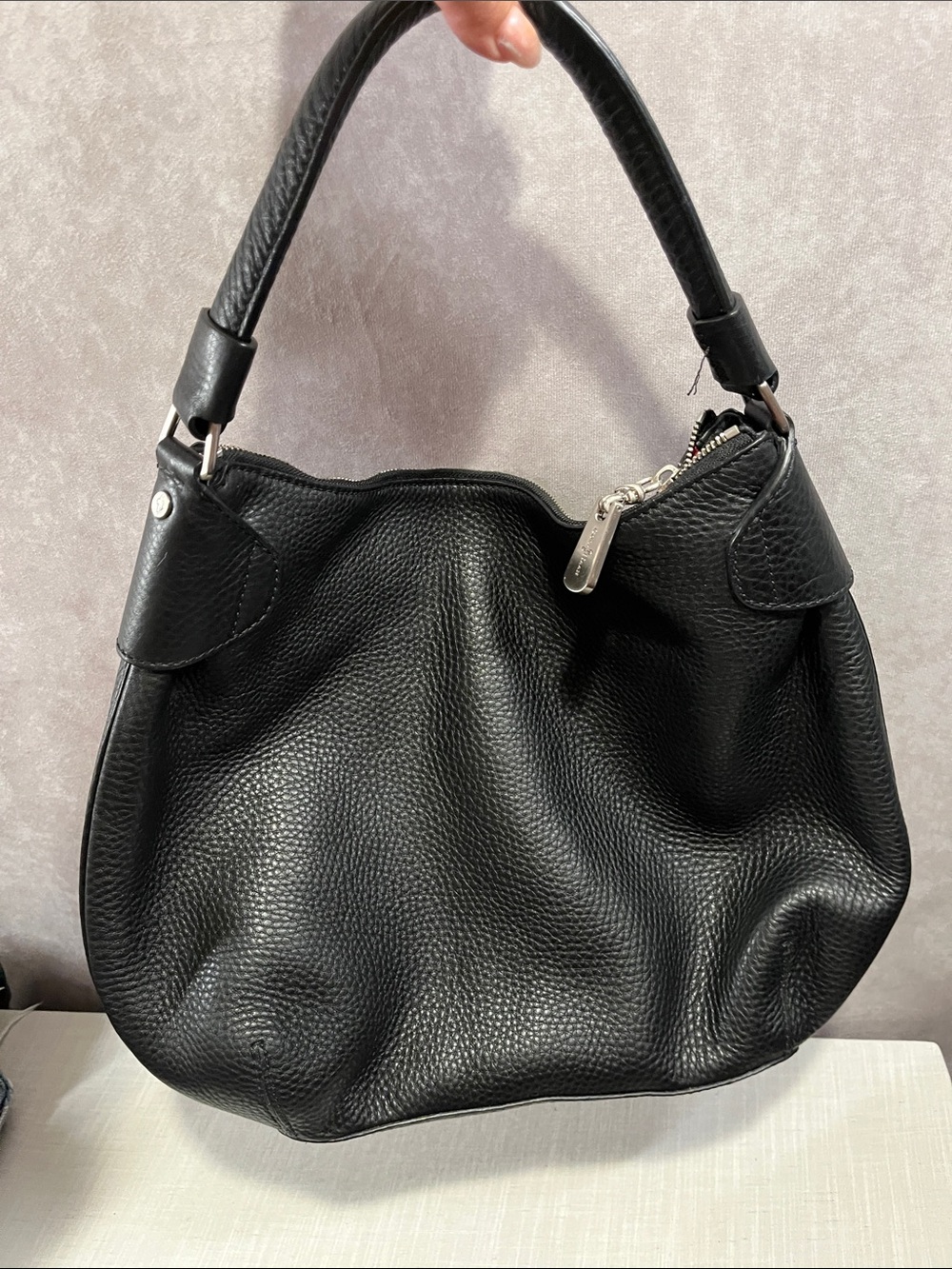Cole Haan Pebbled Black Leather Hobo Handbag - Picture 2 of 6